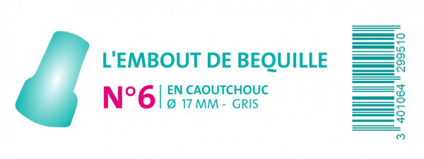 EMBOUT BÉQUILLE CAOUTCHOUC - N°6 - GRIS - 17 MM - visuel 1