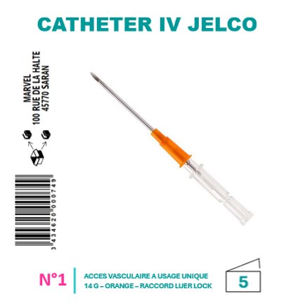 CATHÉTERS I.V. JELCO™ – ICU MEDICAL - G14 STÉRILE – ORANGE - BT5 - visuel 1