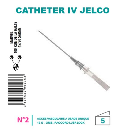 CATHÉTERS I.V. JELCO™ – ICU MEDICAL - G16 STÉRILE - GRIS - BT5 - visuel 1