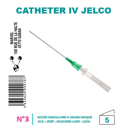 CATHÉTERS I.V. JELCO™ – ICU MEDICAL - G18 STÉRILE - VERT - BT5 - visuel 1