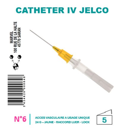 CATHÉTERS I.V. JELCO™ – ICU MEDICAL - G24 STÉRILE - JAUNE - BT5 - visuel 1