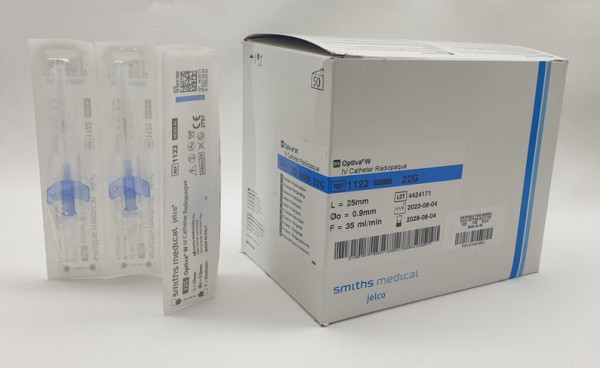 CATHÉTER OPTIVA®W AILETTES – ICU MEDICAL - G22 STÉRILE - BLEU - BT50 - visuel 2