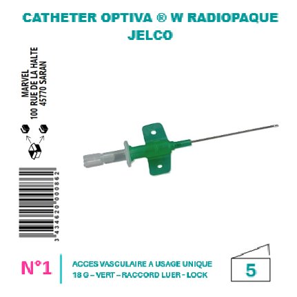 CATHÉTER OPTIVA®W AILETTES – ICU MEDICAL - G18 STÉRILE - VERT - BT5 - visuel 1