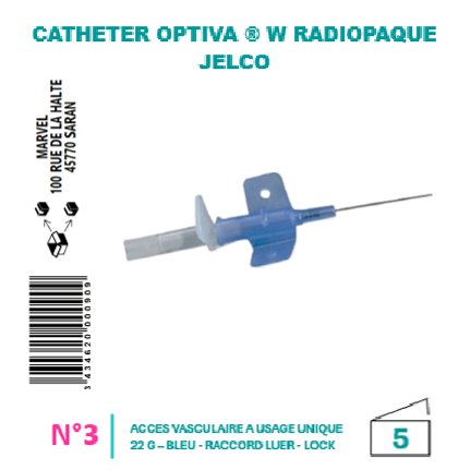 CATHÉTER OPTIVA®W AILETTES – ICU MEDICAL - G22 STÉRILE - BLEU - BT5 - visuel 1