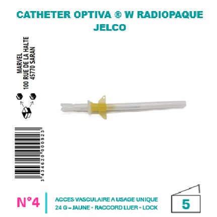 CATHÉTER OPTIVA®W AILETTES – ICU MEDICAL - G24 STÉRILE - JAUNE - BT5 - visuel 1