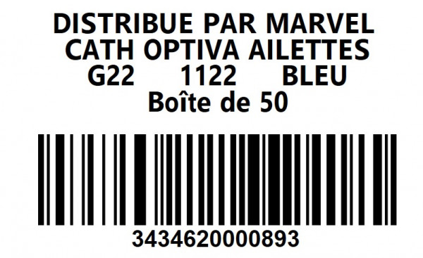 CATHÉTER OPTIVA®W AILETTES – ICU MEDICAL - G22 STÉRILE - BLEU - BT50 - visuel 1