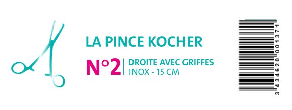 PINCE KOCHER INOX - DROITE AVEC GRIFFES - 15CM - visuel 1