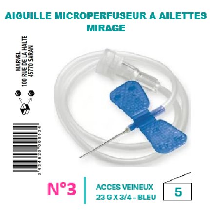 AIGUILLE MICROPERFUSEUR MIRAGE - PIC SOLUTION - 6/10 G23 - BLEU - BT5 - visuel 1