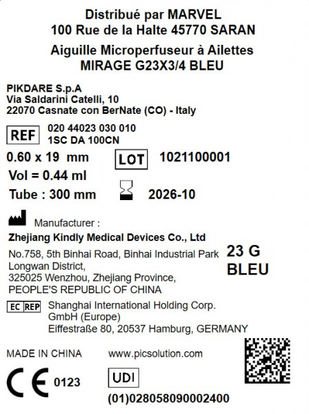 AIGUILLE MICROPERFUSEUR MIRAGE - PIC SOLUTION - 6/10 G23 - BLEU - BT5 - visuel 2