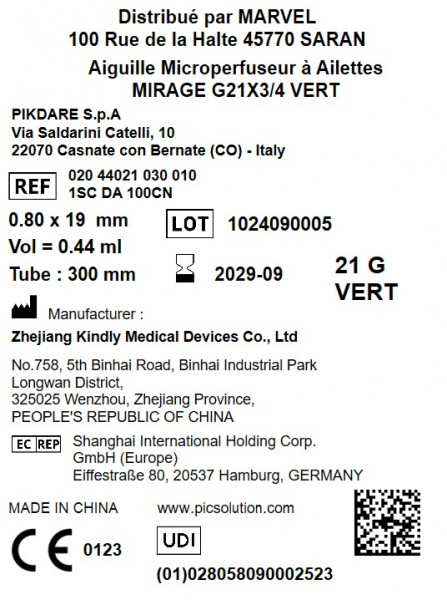AIGUILLE MICROPERFUSEUR MIRAGE - PIC SOLUTION - 8/10 G21 - VERT - BT5 - visuel 2