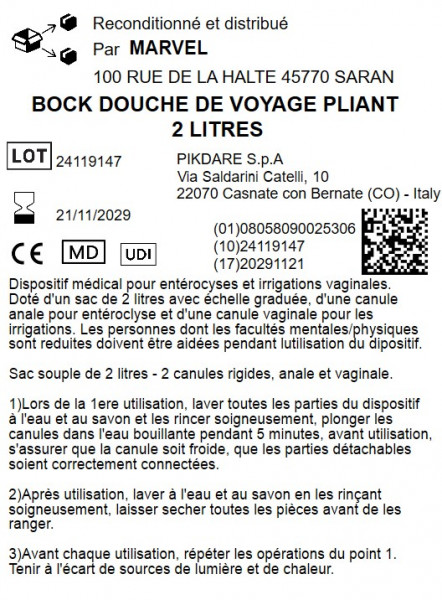 BOCK DOUCHE DE VOYAGE - PLIANT - 2 LITRES - visuel 2