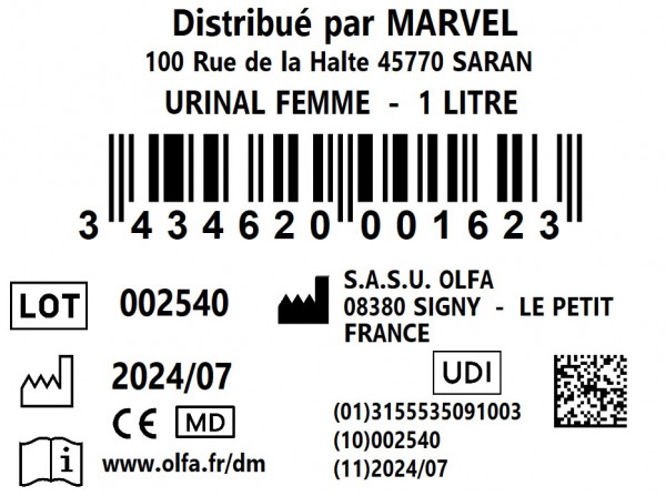 URINAL FEMME - 1 LITRE - visuel 1