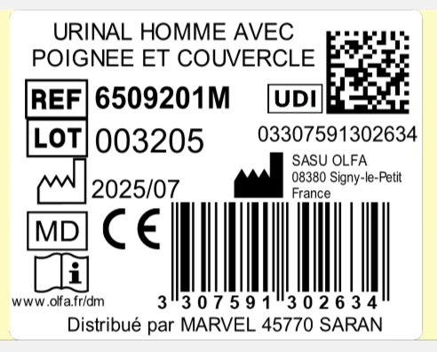 URINAL HOMME - 1 LITRE - POIGNÉE & BOUCHON - visuel 1