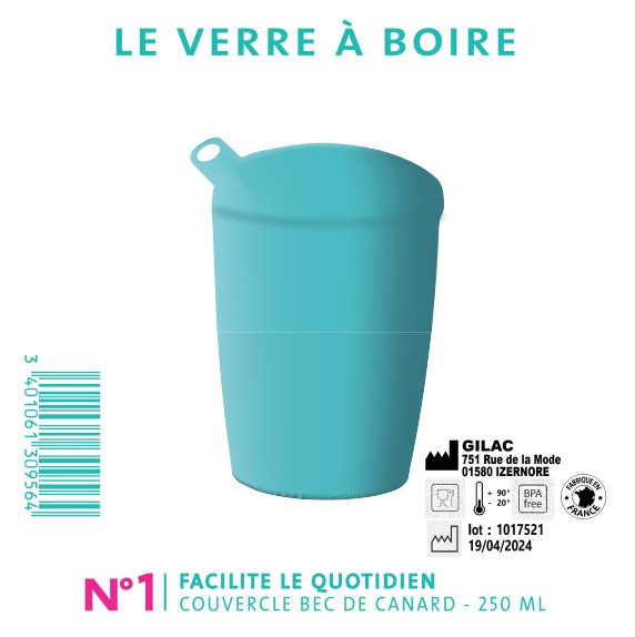 VERRE À BOIRE & COUVERCLE BEC DE CANARD - 250ML - visuel 1