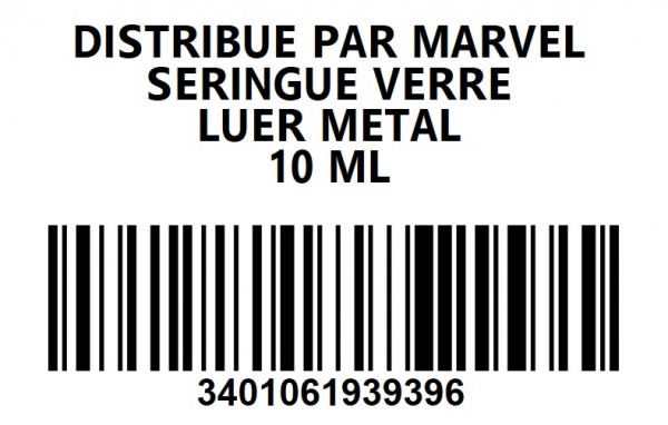 SERINGUE VERRE LUER MÉTAL - 10ML - visuel 1