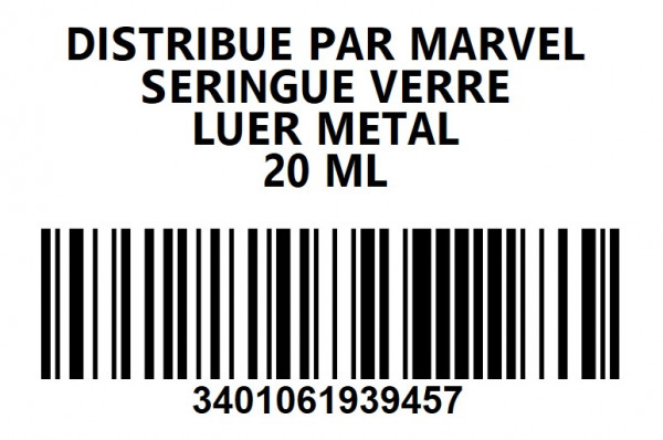 SERINGUE VERRE LUER MÉTAL - 20ML - visuel 1