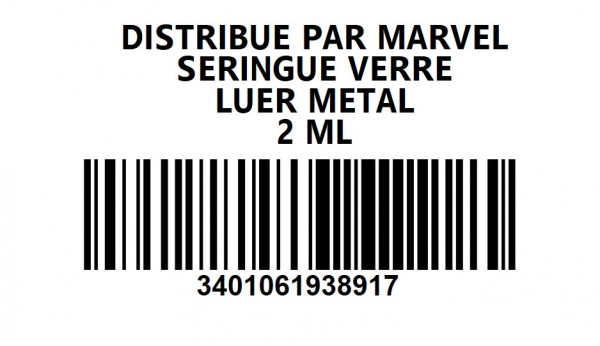 SERINGUE VERRE LUER MÉTAL - 2ML - visuel 1