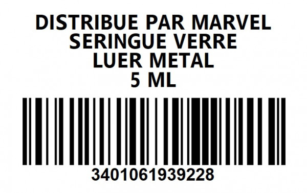 SERINGUE VERRE LUER MÉTAL - 5ML - visuel 1